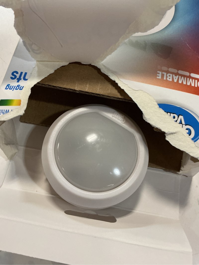 Condition photo showing As Is for great value 5-pack color changing led puck lights with remote and batteries, 1.1 oz, 2.5 in, 4151