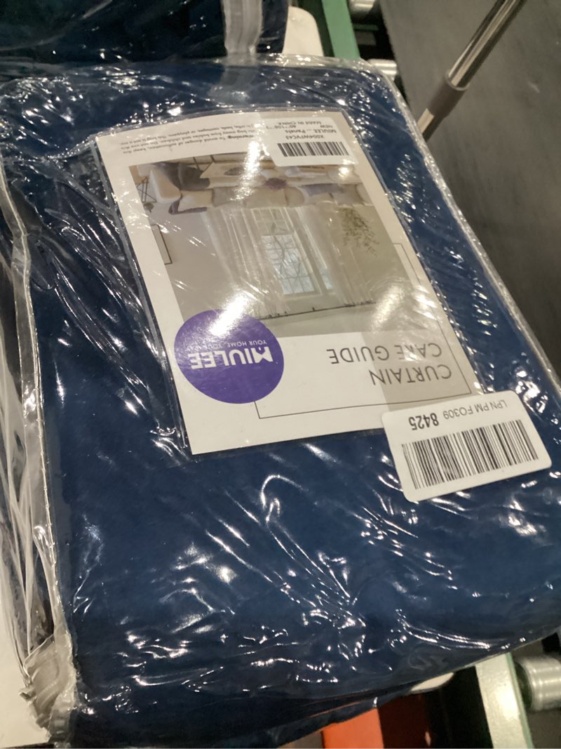 Condition photo showing New/Like New for MIULEE Navy Blue Velvet Curtains 108 inches Long, Pinch Pleated Blackout Drapes with Hooks, Thermal Insulated Pinch Pleat Panels for Bedroom Living Room, 2 Panels 40"W x 108"L (Pack of 2) Navy Blue