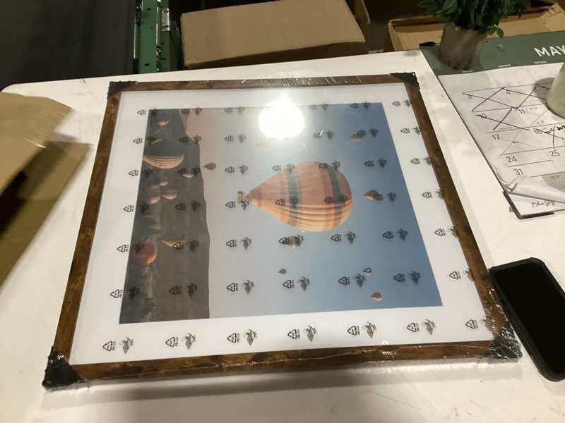 Condition photo showing New/Like New for wood 20x20 picture frame with 16x16 mat deep brown, display 16x16 with mat or 20x20 without mat, wood 20 by 20 photo frame, 20 x 20 frame for wall hanging display, deep brown 1 20x20 inch