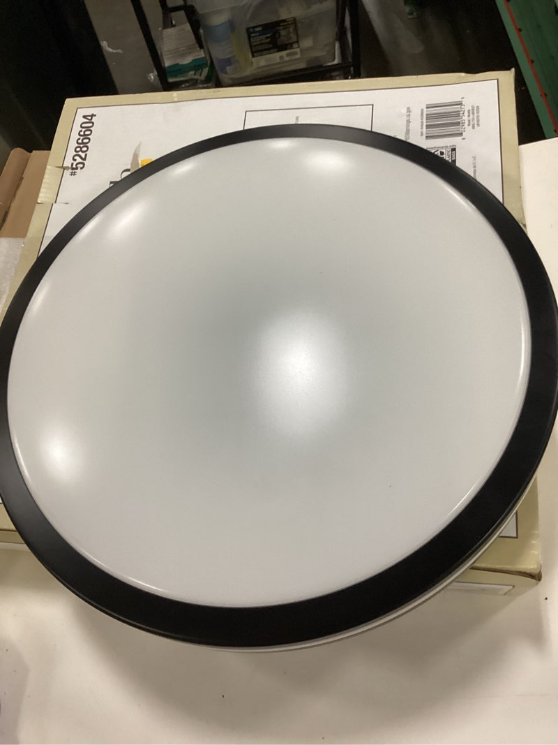 Condition photo showing Good Condition for allen + roth rendale 1-light black led flush mount light energy star