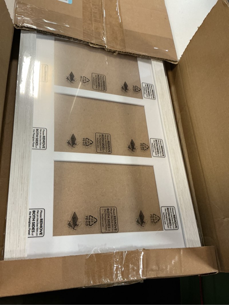 Condition photo showing Good Condition for 8x26 collage frame with 6 openings 4x6 pictures, multiple picture frame with mat, wall or tabletop decor, white wood grain,2 pack white 8x26-(6 open4x6)-2p