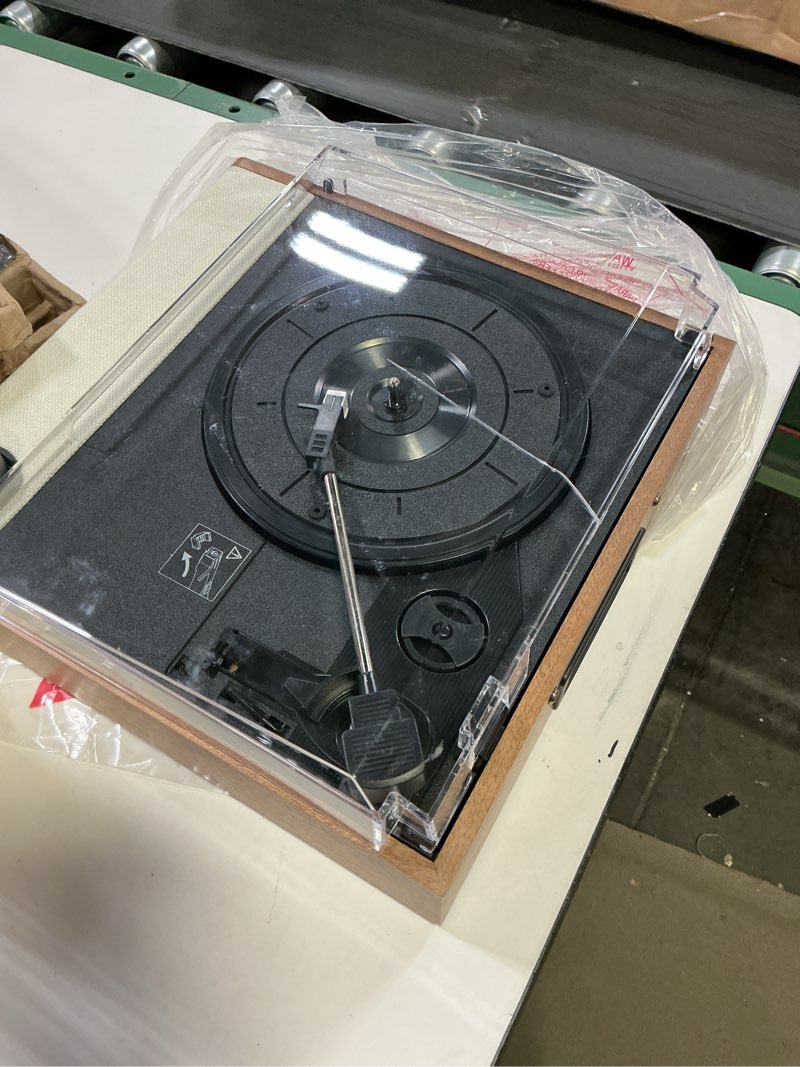 Condition photo showing As Is for Victrola Eastwood II Record Player with Speakers – Bluetooth 5.1 and Vinyl Stream Technology, Vintage Style 3-Speed Vinyl Player, Audio Technica AT-3600LA Cartridge (Oak) Oak Eastwood II