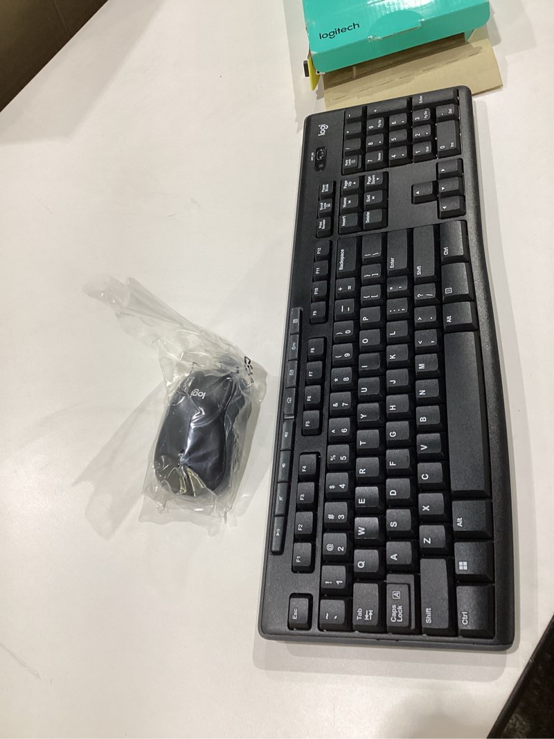 Condition photo showing New/Like New for Logitech MK270 Wireless Keyboard and Mouse Combo for Windows, 2.4 GHz, 8 Multimedia Keys, PC, Laptop, Wireless Keyboard Compact Mouse Combo - Black Black 1 Pack Combo, NOT TESTED