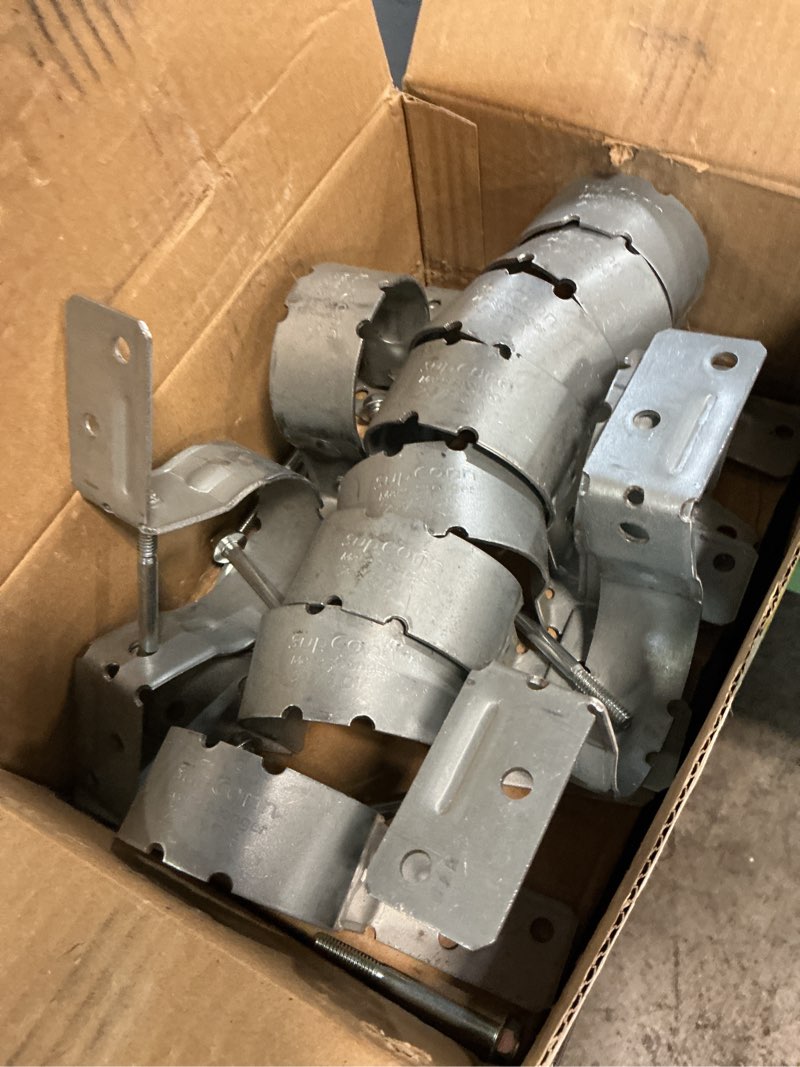 Condition photo showing As Is for 2-3/8" fence brackets(24pcs),galvanized pipe grip tie,steel to wood fence bracket,dock side pipe holder,metal brackets for metal posts (no include screws)