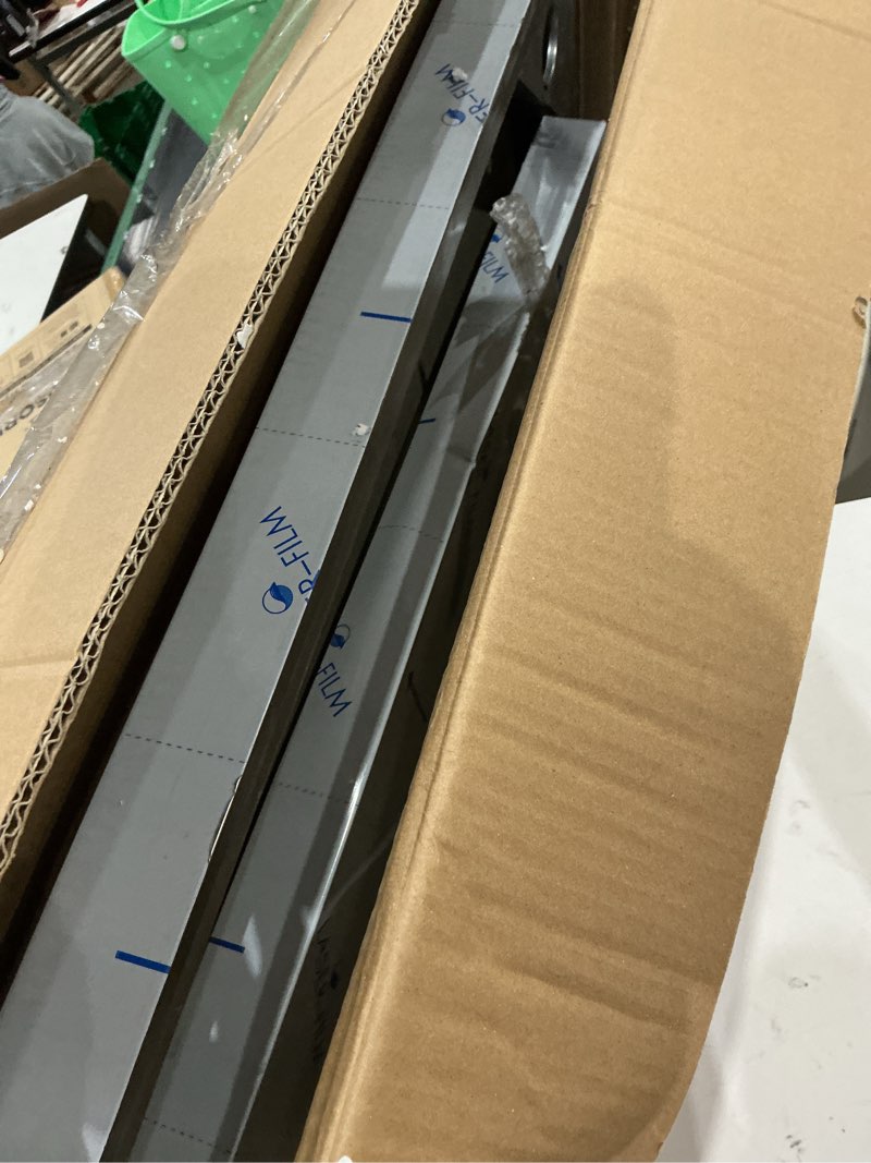 Condition photo showing As Is for stainless steel 36x28x24 inch equipment grill stand table, 660 lbs top & bottom shelf, adjustable legs, 2" edge baffle, for hotel, home, commercial restaurant kitchen
