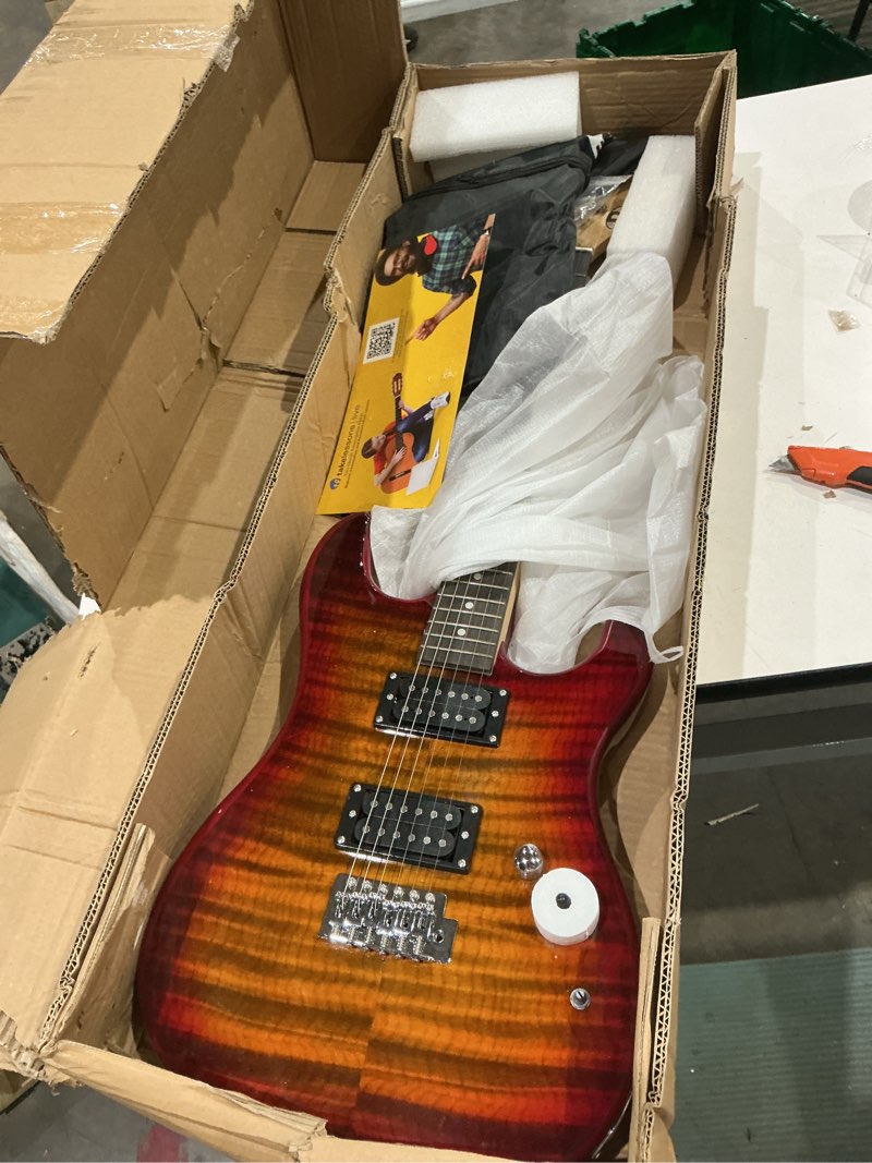 Condition photo showing Good Condition for pyle electric guitar kit with amp, full size instrument with humbucker pickups, guitarra electrica amplifier and beginner bundle accessories, 39" red red modern