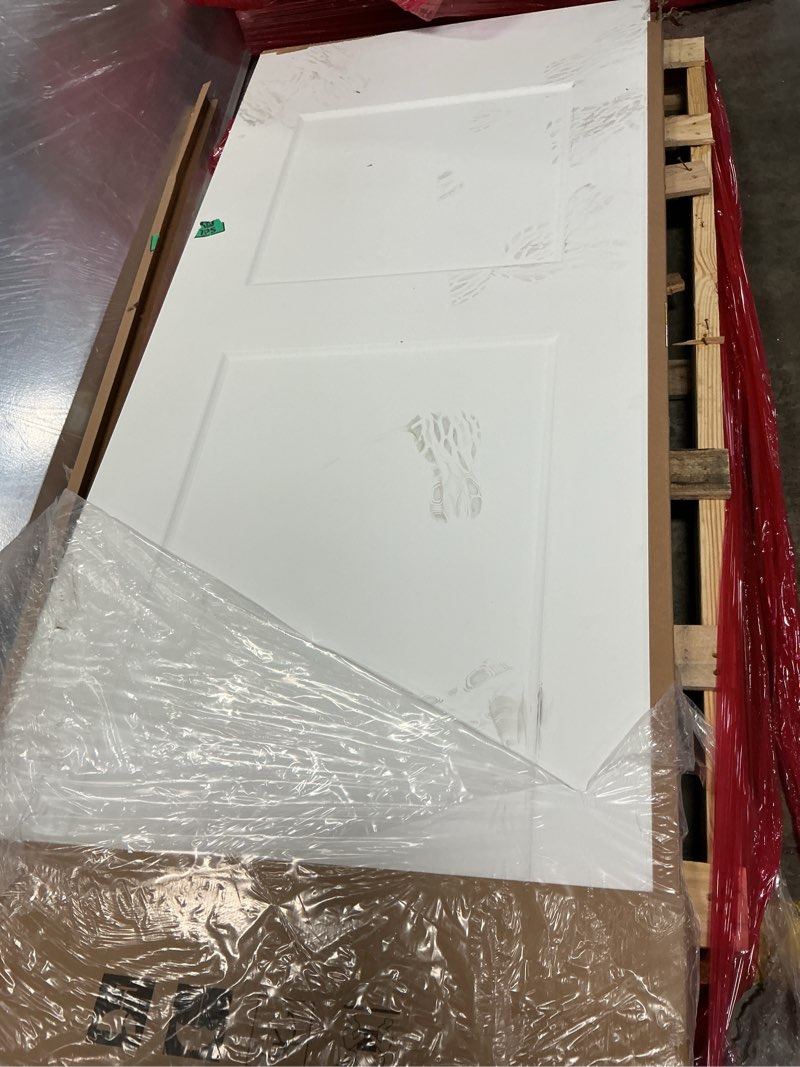 Condition photo showing As Is for PRIMED WHITE INTERIOR SHAKER MISSION STYLE INTERIOR DOOR 86x38”