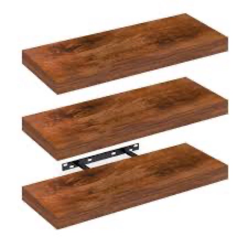 Vervida® 3 Pack Rustic Brown Floating Shelves, 24" W x 7.9" D x 1.5" H, Holds Up to 38 Lbs, for Livi