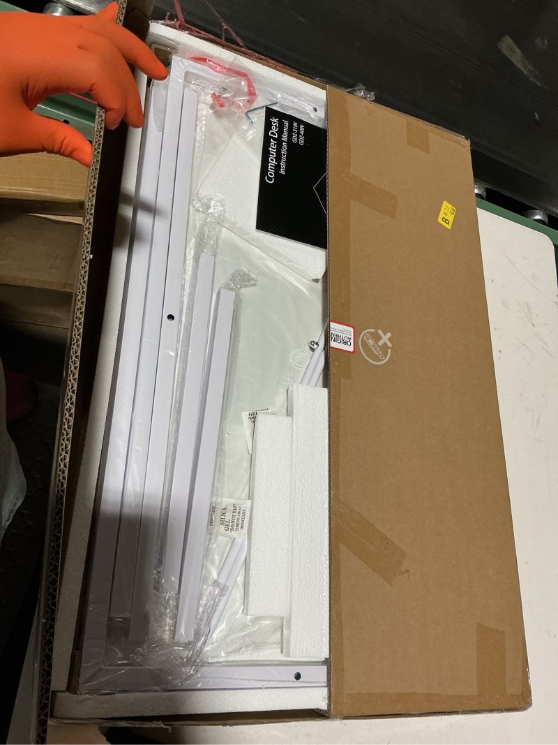 Condition photo showing New/Like New for computer desk 32 inch, simple home office desk study writing table, sturdy metal frame, scratch-resistant mdf desktop for bedroom dorm workspace small space, white