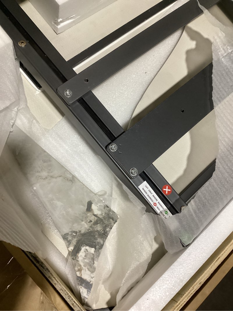 Condition photo showing As Is for it is cracked.. ihomeira 62.9\" to 94.4\" extendable dining tables for 6 to 10 - rectangle sintered stone dining table