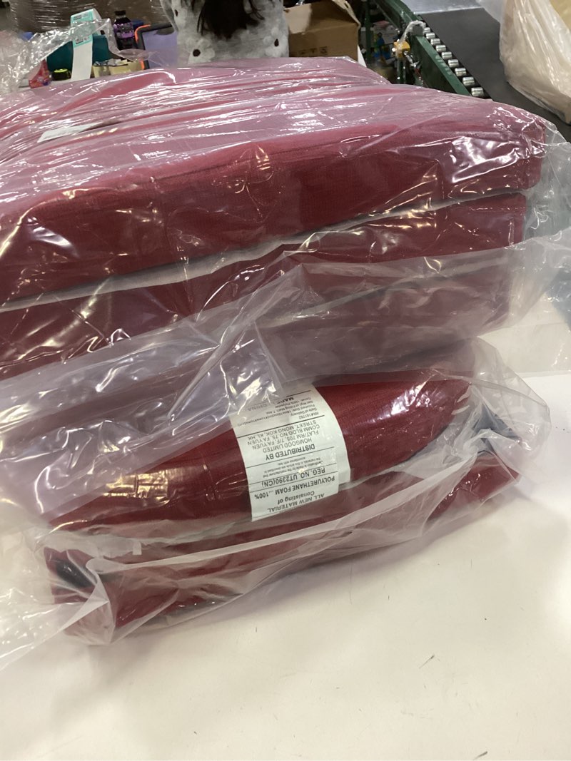 Condition photo showing Good Condition for downluxe Indoor Chair Cushions for Dining Chairs, Soft and Comfortable Textured Foam Kitchen Chair Pads with Ties and Non-Slip Backing, 16" x 16" x 2", Red, 6 Pack Red 6 Count (Pack of 1)