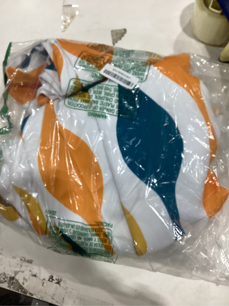 Condition photo showing Good Condition for Cinbloo Extra Wide Modern Mid Century Curtains 52Wx84H Inch Rod Pocket Colorful Orange Blue Abstract Geometric Drop Shape Art Printed Simple Living Room Bedroom Window Drapes Treatment 2 Panels A-colorful 52"W x 84"L (Pack of 2)