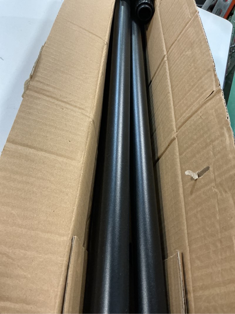 Condition photo showing As Is for Tension Curtain Rod 51-165In(4.25-13.75Ft), Extra Long Outdoor Curtain Rod No Drilling for Window or Bathroom Patio, Adjustable Spring Shower Rod, Easy to Install Never Rust, Rod Diameter 1.26In-Black Black 51''-165''
