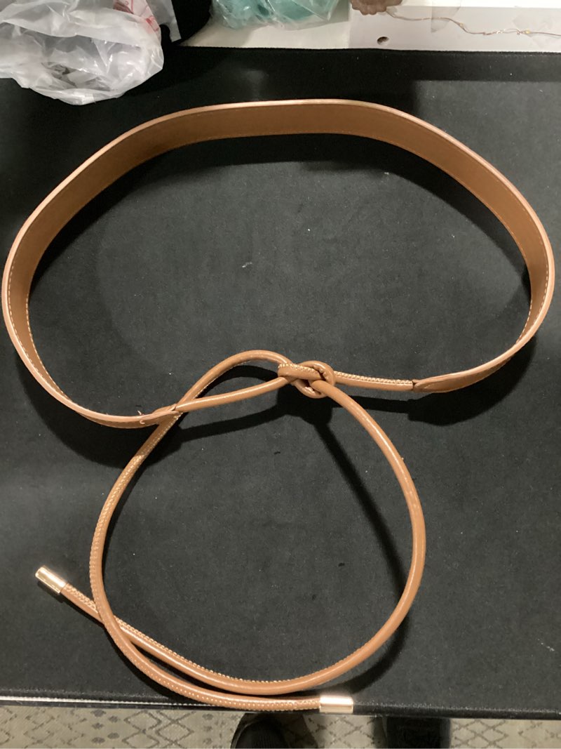 Condition photo showing Good Condition for (product similar) skinny belts for women pu leather knotted thin waist belt for dresses brown fit waist 28\"-40\"
