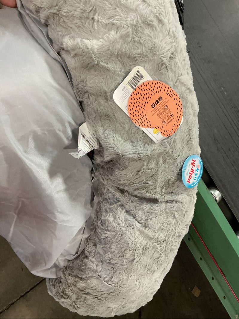Condition photo showing As Is for Best Friends by Sheri The Original Calming Donut Cat and Dog Bed in Lux Fur Gray, Extra Large 45x45 45.0"L x 45.0"W x 9.3"Th Bed Only Lux Gray