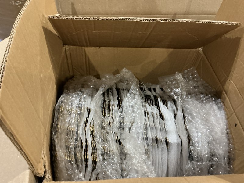 Condition photo showing New/Like New for 100 sets reef gold charger plates bulk with napkin rings include 13" round chargers for dinner plates and mesh diamonds napkin rings for table setting, wedding party gold 100