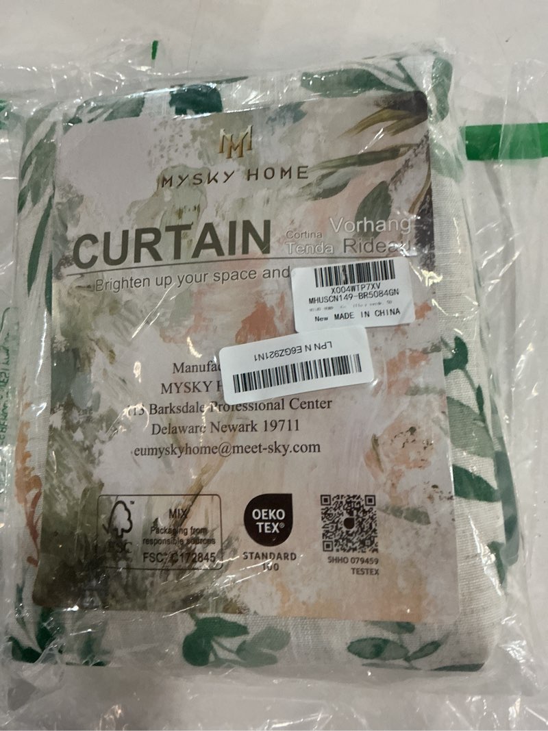 Condition photo showing New/Like New for mysky home green floral curtains 84 inch length linen blended farmhouse curtains for living room bedroom semi sheer sage green flower cottage curtain drapes back tab 50" wide each panel, 2 panels 50"w x 84"l (pack of 2) floral/yellow & green