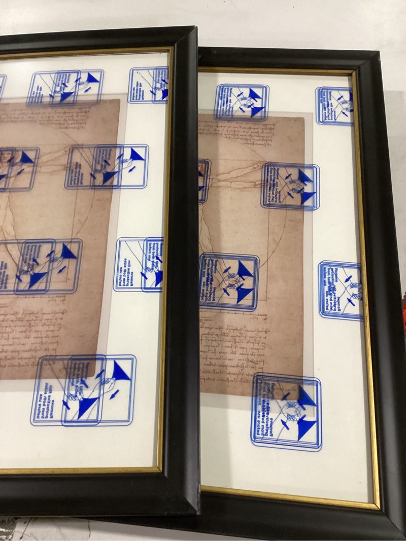 Condition photo showing Good Condition for Eitida12x16 in 2 Pack Solid Wood Black and Gold 2 Tone Vintage Antique Retro Poster Picture Frame, Matted for 9x12 Photos, Drawings, Art Prints, Vertical or Horizontal Display, Gold Border