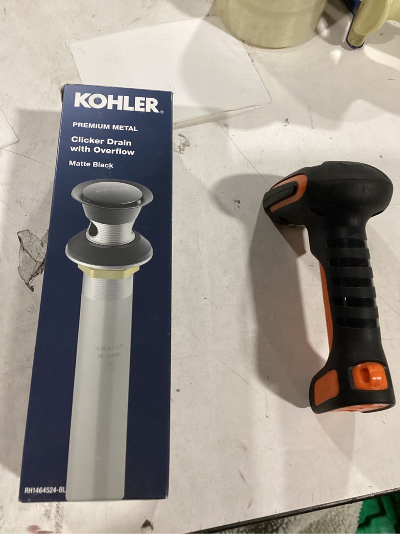 Condition photo showing As Is for KOHLER Matte Black Bathroom Sink pop up drain