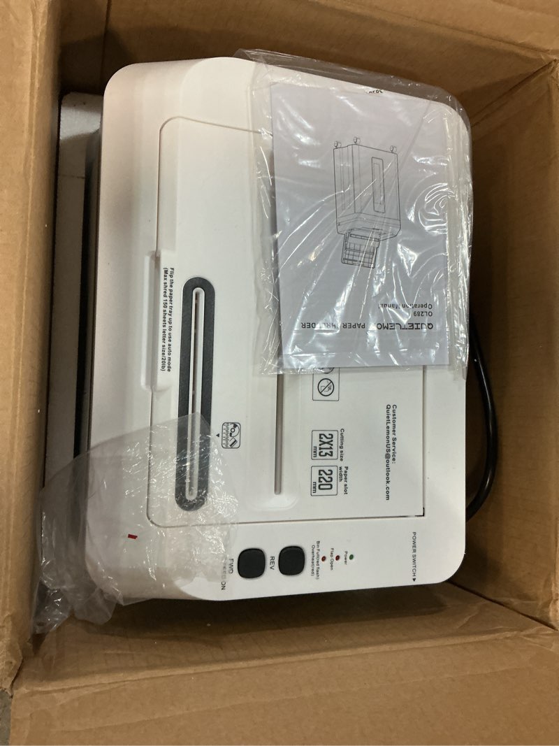 Condition photo showing Good Condition for 150-sheet paper shredder heavy duty, micro cut and cds/cards, p5 ultra security, 60 min non stop shredder for home office, 5.3 gallon bin with wheels, <60 db (ol289)