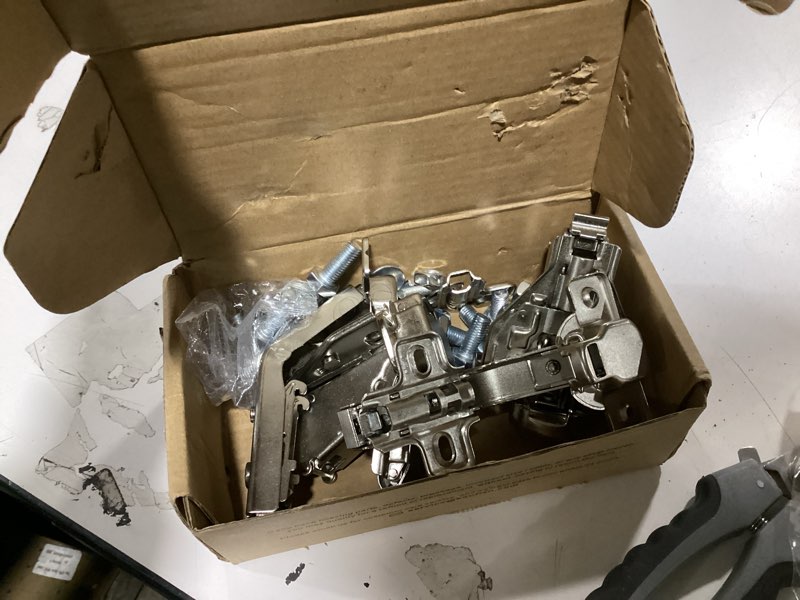 Condition photo showing New/Like New for Chibery 2 Pair 135 Degree & 165 Degree Hinges Kit for Pie Corner Cabinets, Hidden Lazy Susan, Face Frame Self Closing, Clip On, Smooth Slow Close, Concealed Mount for Bi-fold Door, Kitchen Cupboard 2 Pairs