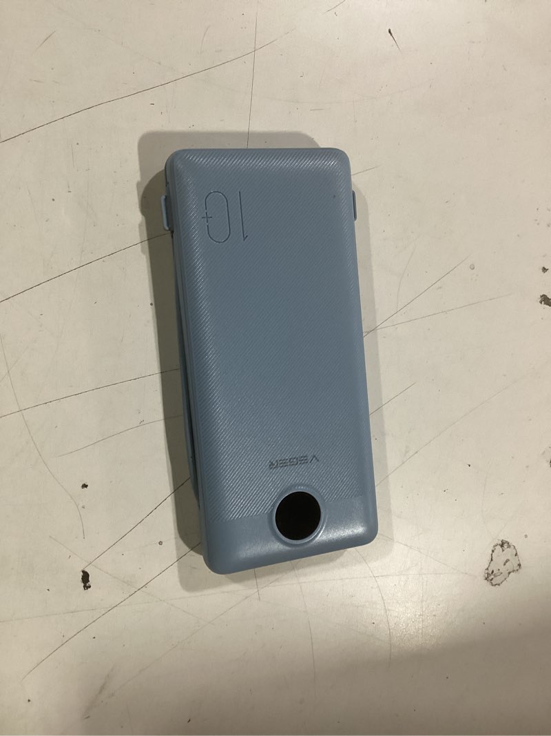 Condition photo showing Good Condition for VEGER Portable Charger with Built-in AC Plug and Cables, All in One 10000mAh Ultra Slim Power Bank Travel Essentials, 15W Fast Charging Battery Pack Compatible with iPhone, Samsung, Android (Blue) D Blue