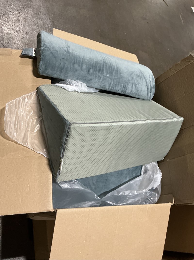 Condition photo showing Good Condition for lunix 4pcs orthopedic bed wedge pillow set for sleeping – adjustable post surgery back, leg & knee support, acid reflux & gerd relief, memory foam head pillows, with hot/cold pack, gray