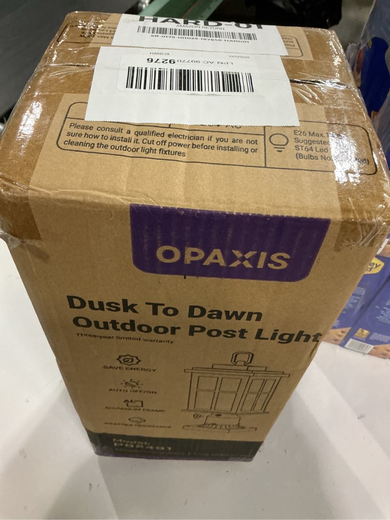 Condition photo showing New/Like New for dusk to dawn outdoor post lights, bronze outdoor lamp post with pier mount base, waterproof lamp posts outdoor lighting with tempered glass for garden, porch patio(hardwired 120v, not solar) 1-pack oil-rubbed bronze
