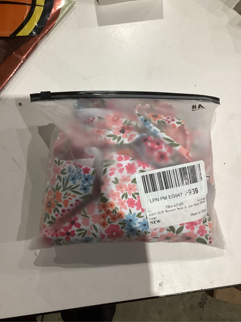 Condition photo showing Good Condition for SOLY HUX Women's Boho Swimwear Floral Print Ruffle Top High Waisted Bottom Tanikini Swimsuits Vacation Clothes Medium Multi Floral