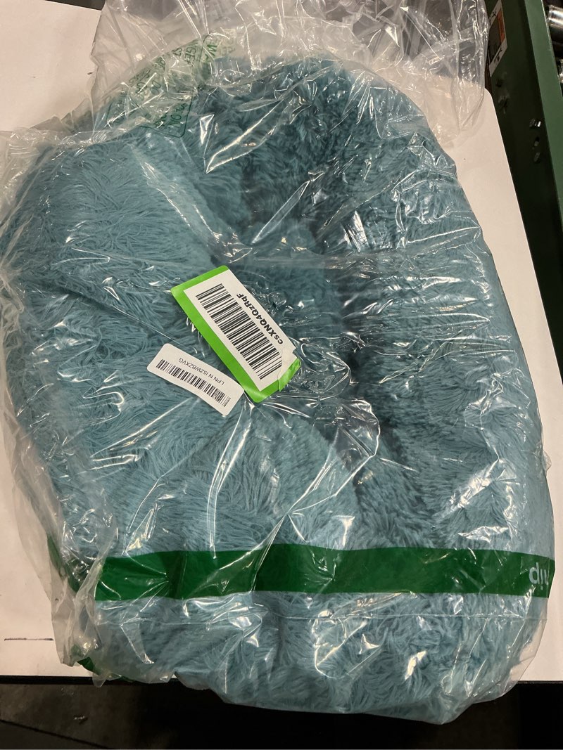 Condition photo showing As Is for Bedsure Calming Cat Beds for Indoor Cats - Small Cat Bed Washable 20 inches, Anti-Slip Round Fluffy Plush Faux Fur Pet Bed, Fits up to 15 lbs Pets, Washed Blue 20"L x 20"W x 6"Th Washed Blue