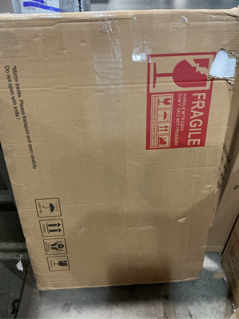 Condition photo showing Good Condition for 24x36 Inch LED Bathroom Vanity Mirror with lights,Wall Mounted Lighted Mirrors with Non-Rusting Gold Metal Frame Anti-Fog Memory Funtion Stepless Dimmable for Bathroom Decor(Horizontal&Vertical) Gold 24"L x 36"W