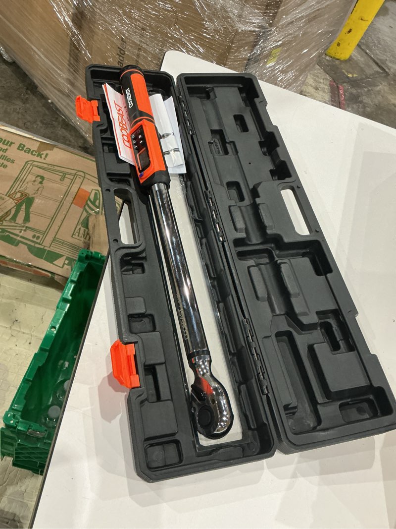 Condition photo showing Good Condition for digital torque wrench, 1/2 drive electronic torque screwdriver with preset value(3.76-250.8 ft.lbs./5.1-340nm), buzzer and led flash five units of measure torque wrench for motorcycle, auto repair 1/2-inch(3.76-250.8 ft.lbs./5.1-340nm) orange
