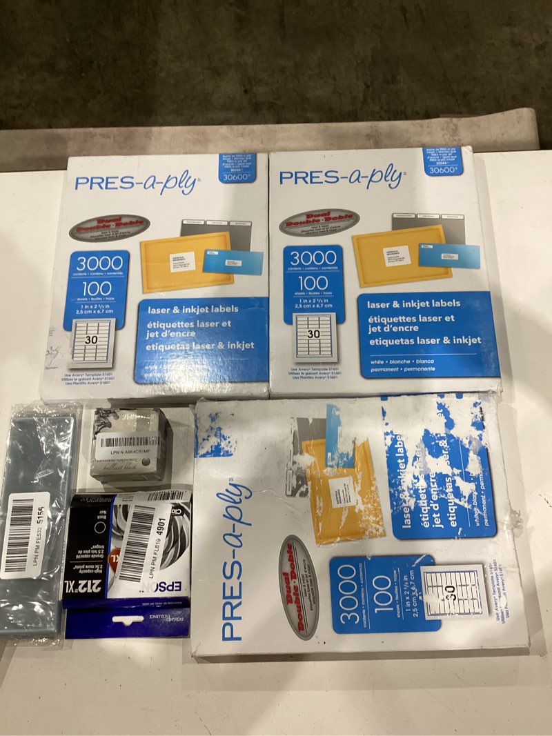 Condition photo showing As Is for assorted lot of office and school supplies 