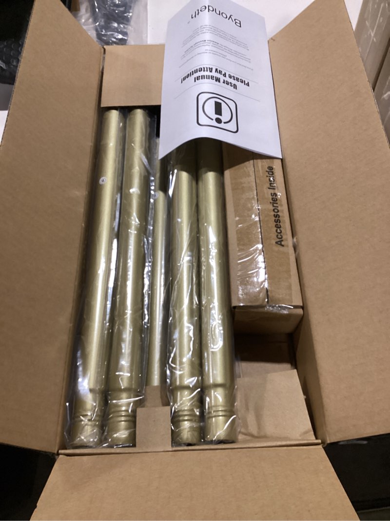 Condition photo showing Good Condition for Curtain Rods for Windows 16 to 144 Inches Adjustable Length 1 Inch Diameter Window Curtain Rod with Aluminium Finials, Warm Gold Warm Gold 16" to 144"