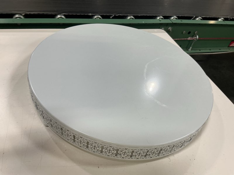 Condition photo showing As Is for wenqik white cake stand 20 inch metal round cupcake dessert stand with cake cutting, spatula cookies cupcake pastry display candy holder fruit serving tray for wedding birthday party white 20 inch