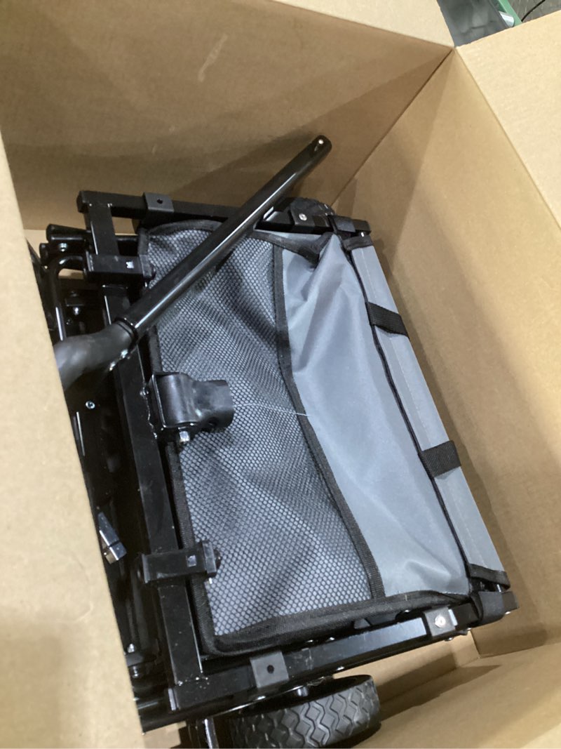 Condition photo showing As Is for Collapsible Wagon Cart Foldable - Portable Heavy Duty Folding Beach Wagons with Wheels - Outdoor Utility Carts for Groceries, Shopping, Camping, Sports, Garden with Large Capacity - Grey Gray