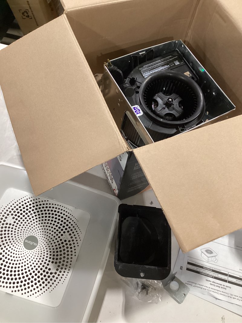 Condition photo showing As Is for broan-nutone chromacomfort 110 cfm 1.5 sones ventilation fan with bluetooth speaker