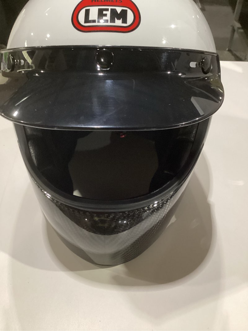 Condition photo showing New/Like New for LEM Full Face Motorcycle Helmets Carbon, Classic Retro Helmet DOT for Men Harley Models, Cruiser, Motorcycle Helmet Vintage, Interchangeable Visor, Lightweight Fiberglass Shell (Gloss White, Size L) Large Gloss White