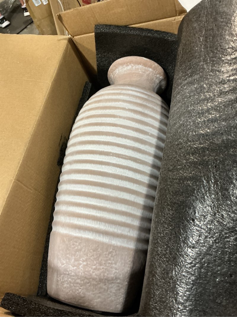 Condition photo showing Good Condition for emotionally grounded vase, vaseking large ceramic rustic vase, 14.4 inch minimalist threaded decorative farmhouse tall vases for home decor, living room, enterway, table decoration, khaki 19151-khaki 14.4"