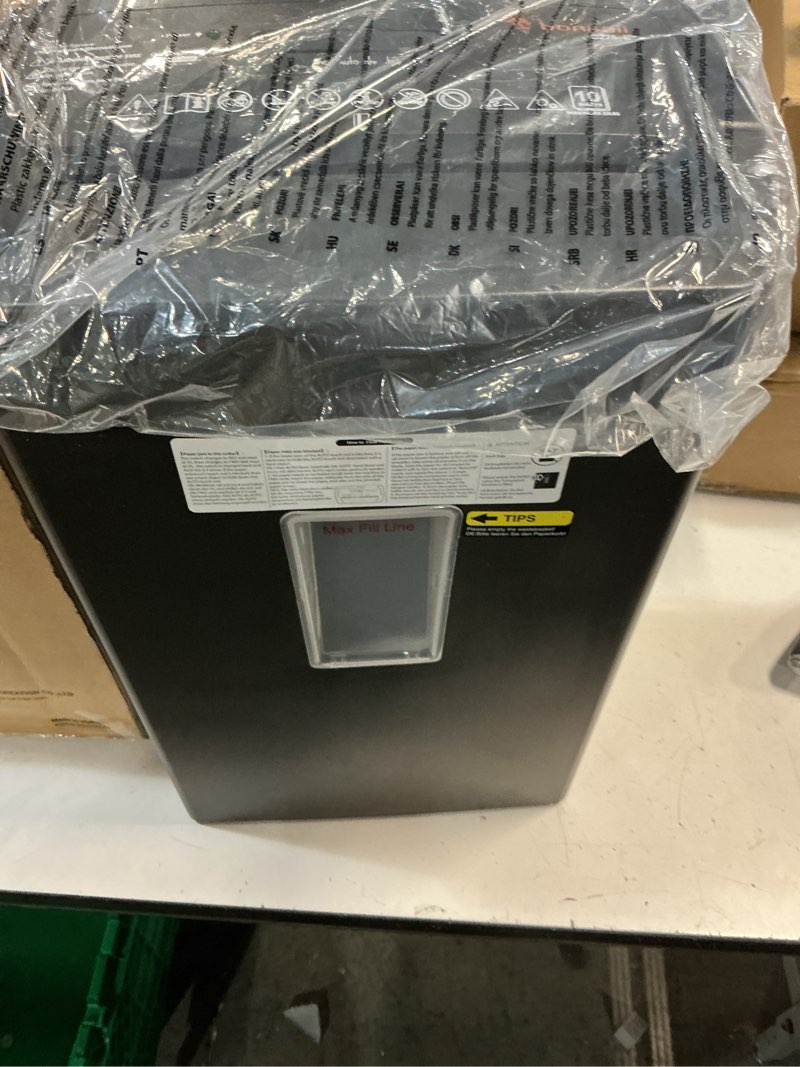 Condition photo showing New/Like New for bonsaii paper shredder, 10-sheet home office shredders, micro cut home use paper shredder with 5.5 gallons/p-4 high security/5 minutes/shred card,staple,clips (c275-b) 10 sheet microcut