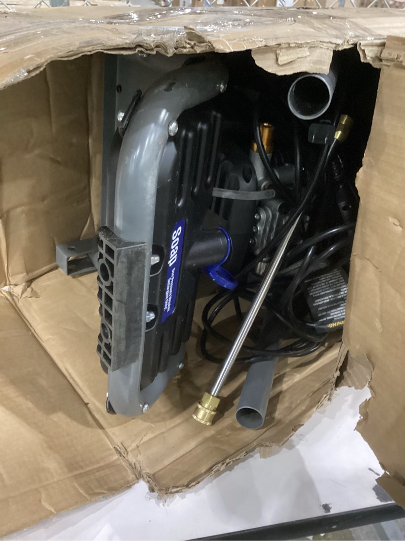Condition photo showing As Is for Westinghouse WPX3000e Electric Pressure Washer, 3000 Max PSI and 1.76 Max GPM, Induction Motor, Onboard Soap Tank, Spray Gun and Wand, 5 Nozzle Set, for Cars/Fences/Driveways/Homes/Patios/Furniture, USED NOT TESTED