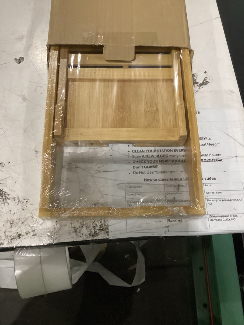 Condition photo showing New/Like New for bamboo bath tray bathtub caddy | natural bamboo extendable bath bridge tray shelf for luxury bath with book holder for smartphone mug wine glass pad soap | fits most bath sizes (70-105) x22.5x4.5cm