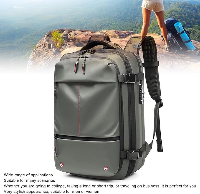 Vacuum Backpack, Large Capacity Water Expandable Travel Backpack, 19 Inch Laptop Bag with Vacuum Pump for Travel Business (Green)