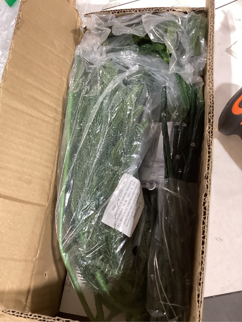 Condition photo showing As Is for 8 Pcs Large Christmas Norfolk Pine Stems 36 Inch, Long Greenery Artificial Realistic Lighted Pine Branches with Lights for Tall Vase, Fireplace Mantel Decor, Centerpieces & Indoor Decorations, Filler Light 36 Inch