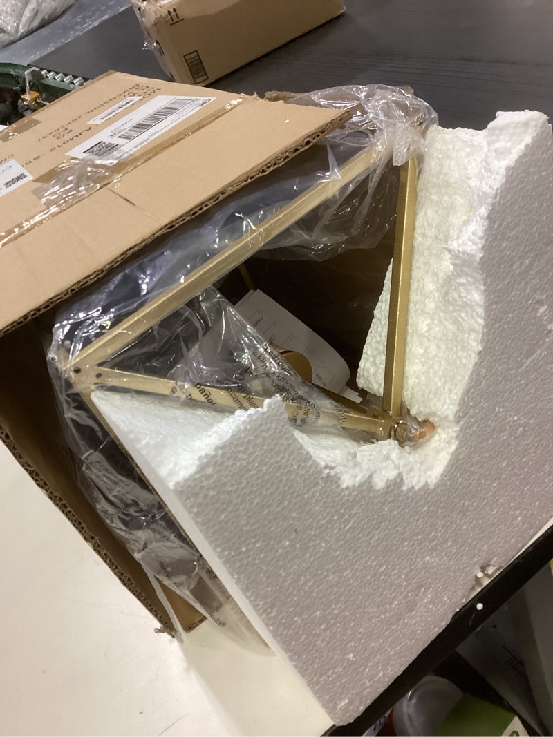 Condition photo showing Good Condition for ANJIADENGSHI Lantern Pendant Light Lantern Iron Cage 1 E26 Bulbs Gold Chandelier for Dining Room Kitchen(Bulbs Not Included) CL012SBG-Golden