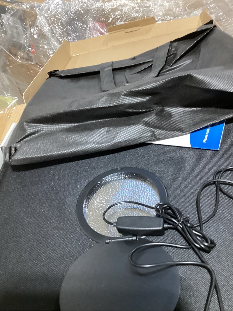 Condition photo showing Good Condition for duclus light box photography, 16x16 inch photo light box with 160 dimmable led lights (cri 97+), 6 pvc & 2 paper backdrops, portable studio box for product photography: jewelry, food, shoes 16*16 inch