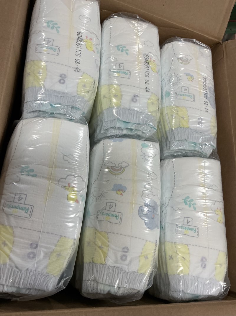 Condition photo showing New/Like New for pampers swaddlers diapers, size 4 (15-34 lbs), 150 count, absorbent, keeps baby dry and comfortable, skin safe disposable baby diaper (packaging may vary) size 4 150