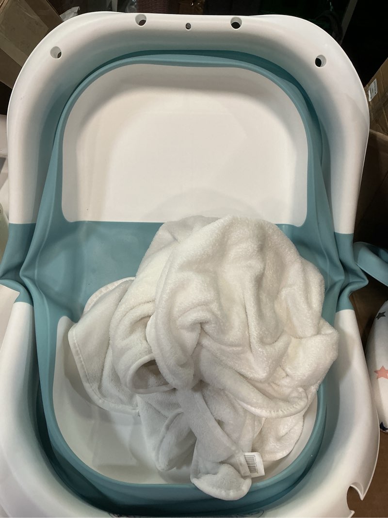 Condition photo showing Good Condition for collapsible baby bathtub for newborns with thermometer and soft floating cushion portable and foldable travel baby bath tub for infants to toddler 0-36 month (blue)