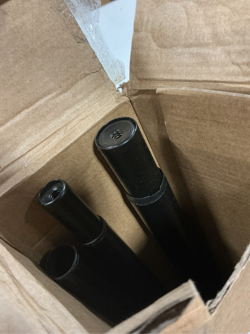 Condition photo showing As Is for kamanina 1 inch double curtain rod for windows 72 to 144 inches (6-12 feet), black heavy duty drapery rod, adjustable double rods with end caps black 72-144"