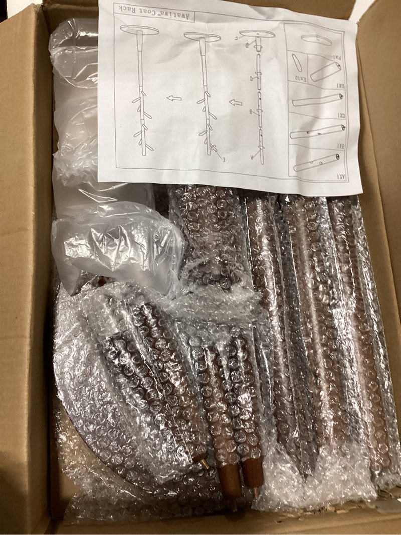 Condition photo showing Good Condition for Solid Wood Round Base Coat Rack, Free Standing Hall Coat Tree with 8 Hooks?+2 spare for Coats, Hats, Bags, Purses, for Entryway, Hallway, Rubberwood Hooks,Base and Pole(Round Base,Brown) Brown Round Base